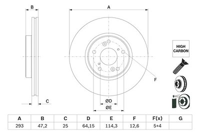 Bosch Bremsscheibe [Hersteller-Nr. 0986479G58] für Honda von Bosch