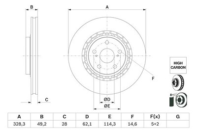 Bosch 1x Bremsscheibe [Hersteller-Nr. 0986479G63] für Lexus, Toyota von Bosch