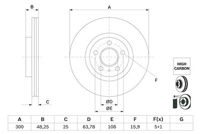 Bosch 1x Bremsscheibe [Hersteller-Nr. 0986479G68] für Ford von Bosch