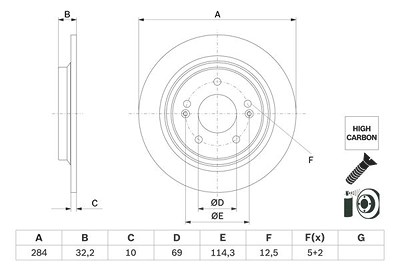 Bosch 1x Bremsscheibe [Hersteller-Nr. 0986479G77] für Hyundai von Bosch