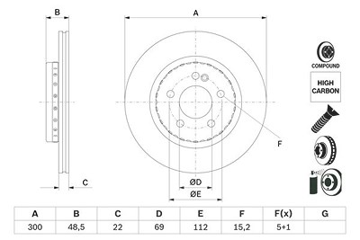 Bosch 1x Bremsscheibe [Hersteller-Nr. 0986479H50] für Mercedes-Benz von Bosch