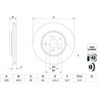 Bremsscheibe BOSCH 0 986 479 F49 vorne, belüftet, hochkarbonisiert, 1 Stück von Bosch