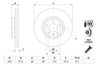 Bosch Bremsscheibe Vorderachse Belüftet [Hersteller-Nr. 0986479E49] für Audi von Bosch