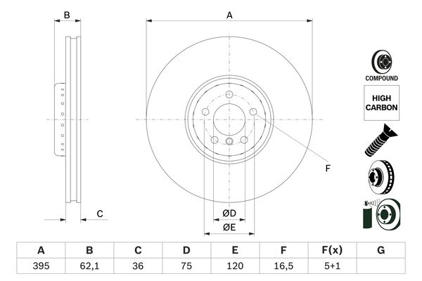 Bremsscheibe Vorderachse links Bosch 0 986 479 E83 von Bosch