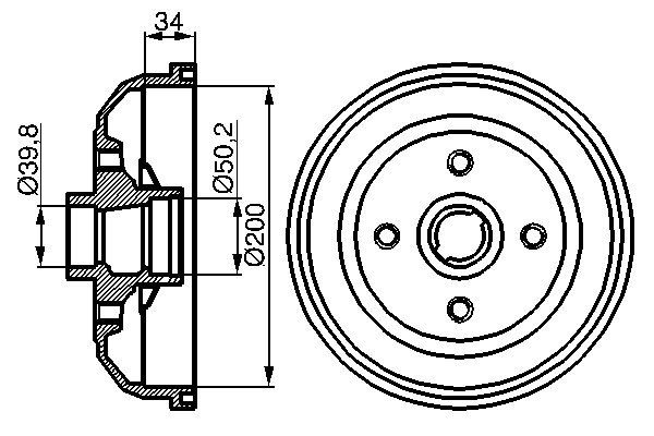 Bremstrommel Hinterachse Bosch 0 986 477 056 von Bosch