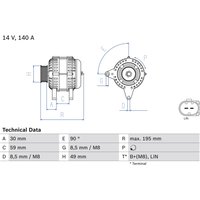 Drehstromlichtmaschine BOSCH 0 986 082 250 von Bosch