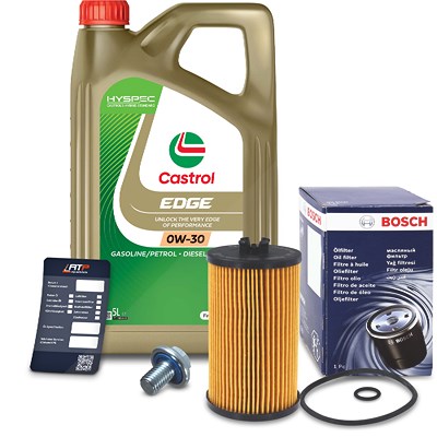 Bosch Ölfilter + 5l 0W-30 Motoröl für Opel, Vauxhall von Bosch