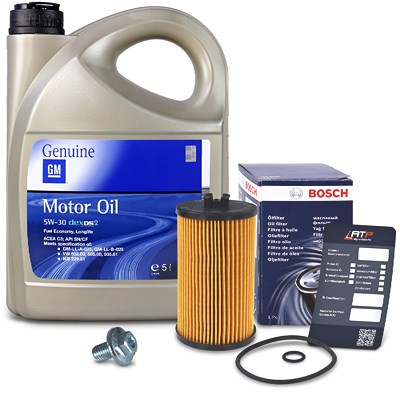 Bosch Ölfilter + 5l 5W-30 Motoröl für Opel, Vauxhall von Bosch