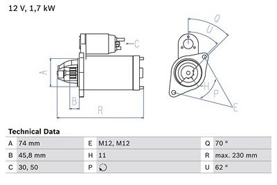 Bosch Starter [Hersteller-Nr. 0986025130] für Mini von Bosch