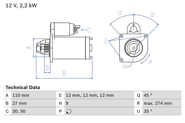 Starter Bosch 0 986 013 660 von Bosch