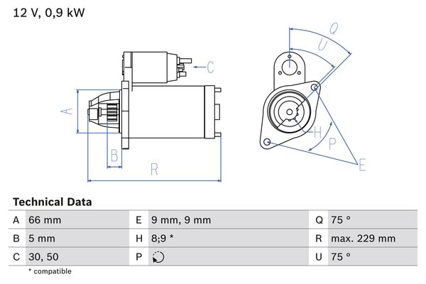 Starter Bosch 0 986 014 350 von Bosch