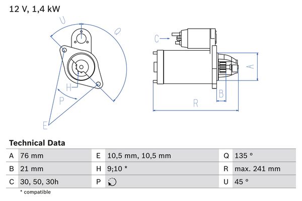 Starter Bosch 0 986 014 840 von Bosch