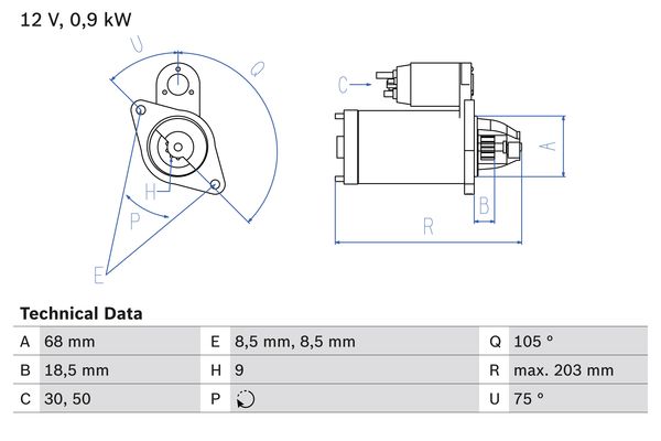 Starter Bosch 0 986 018 010 von Bosch