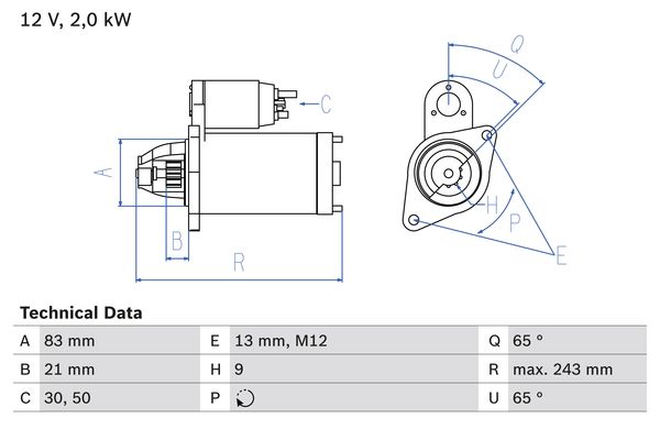 Starter Bosch 0 986 018 030 von Bosch