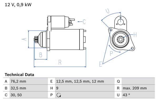 Starter Bosch 0 986 019 890 von Bosch