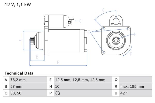 Starter Bosch 0 986 020 330 von Bosch