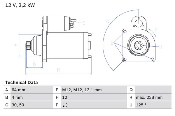 Starter Bosch 0 986 022 770 von Bosch