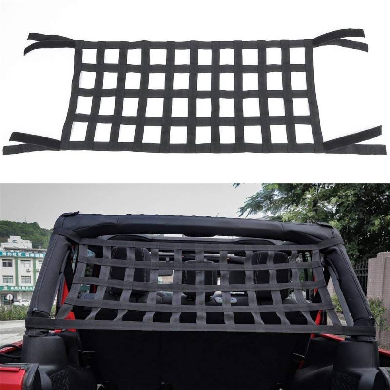 Bosmutus Cargo Net Heavy Duty Cargo Tailgate Net for Mid Size Pickup Truck Cab Truck Bed Waterproof Cargo Cover Net 1996-2021Compatible with Jeep Wrangler YJ TJ JK JKU JL JLU von Bosmutus