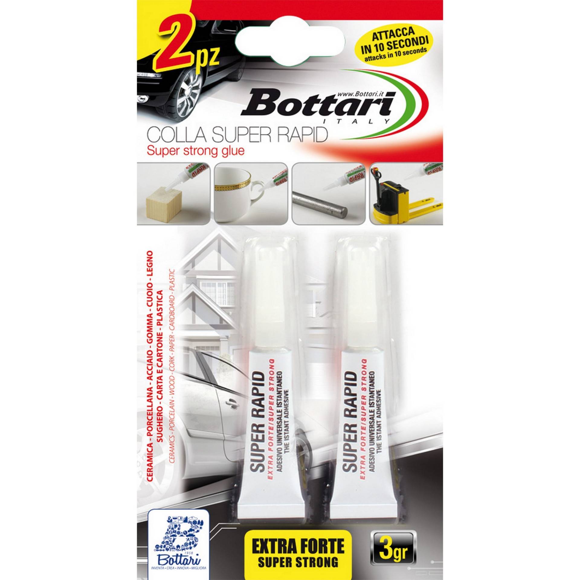 Bottari 28076 New 28076: Blitzkleber, schneller Kleber, 2 Teile. Universaldichtmasse 3 g. von Bottari