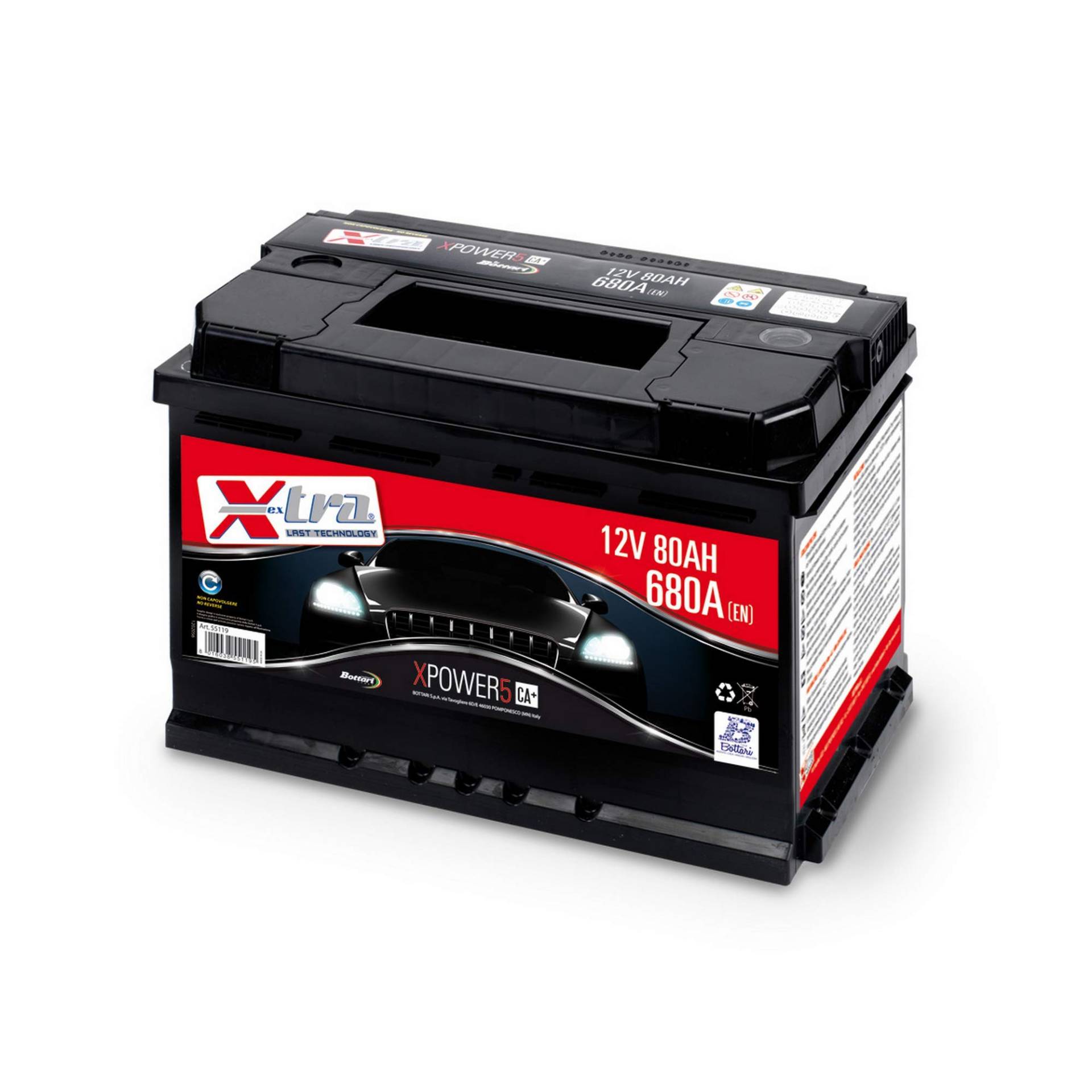 X-Tra 55119 Bottari 55119: Autobatterie 12V 80 AH von Bottari