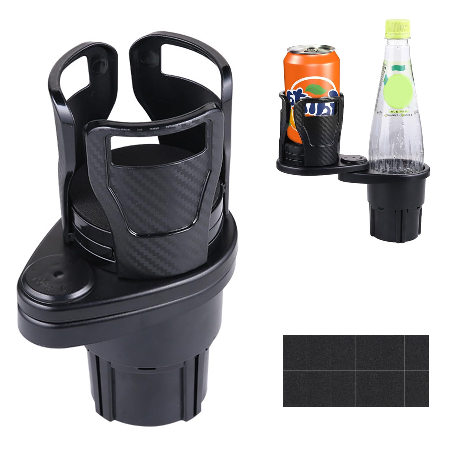 Boutihao Auto Becherhalter Universal 360° Drehbar Auto Getränkehalter 2 in 1 Getränke Halterung Flaschenhalter Dosenhalter Cupholder Kaffee Wasserflaschenhalter (Schwarz) von Boutihao