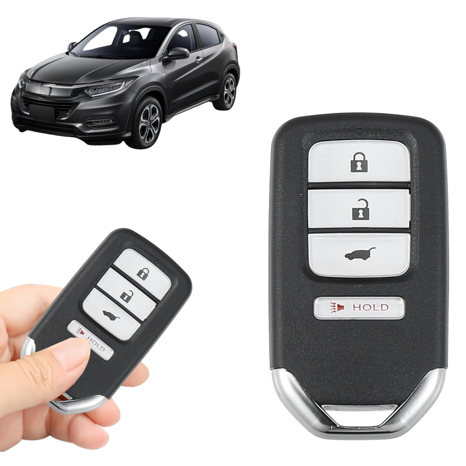 Boxonly 4 Tasten Smart Keyless Entry Remote Ersatz Schlüsselanhänger KR5V1X 313,8MHz 47-Chip für Honda HR-V 2016-2020, Fit 2018-2020 SUV Full Smart Key Vorinstallierte Batterie von Boxonly