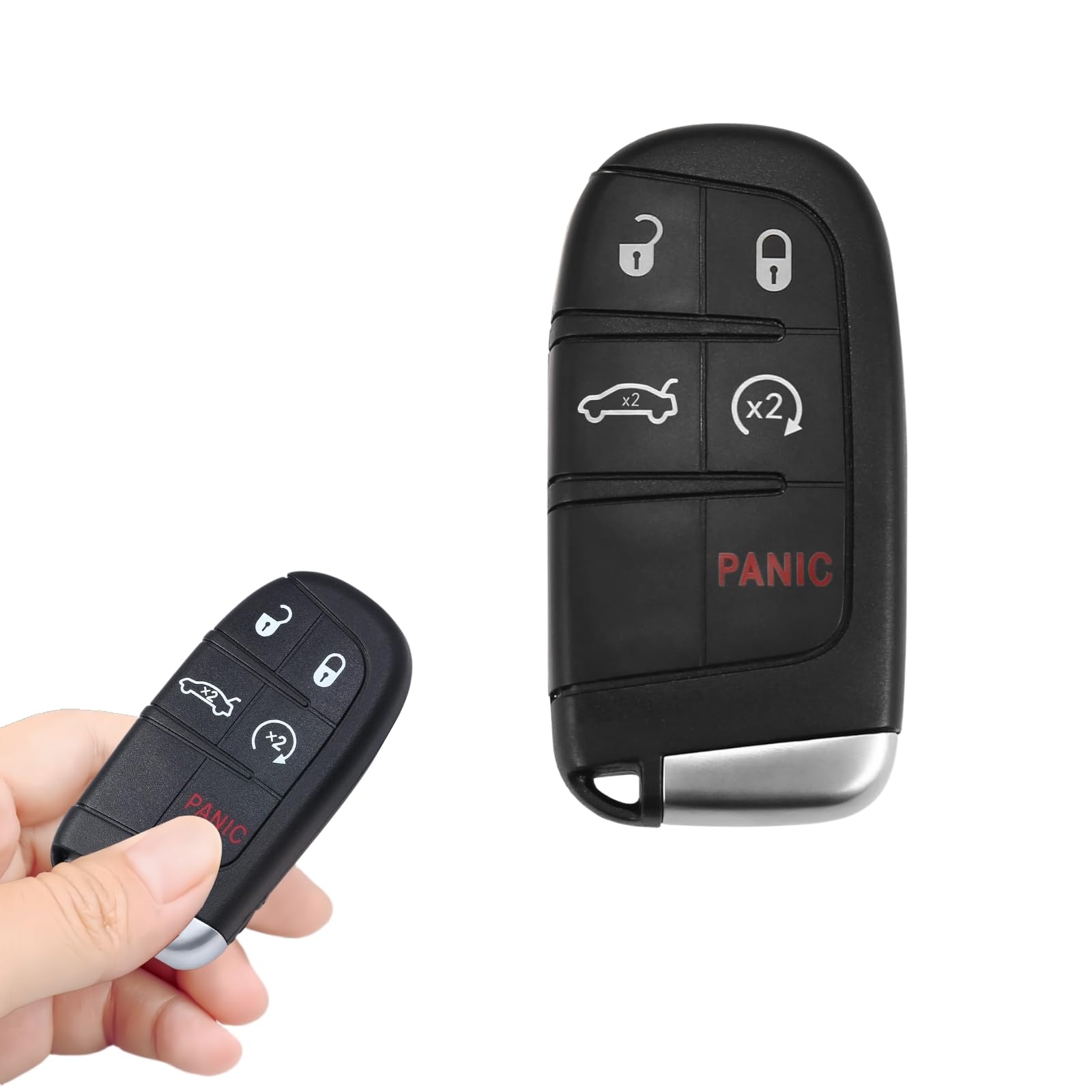 Boxonly Keyless Entry Remote Car Key Fob M3N40821302 433MHz 46 Chip Compatible with Jeep Grand Cherokee (2014-2020), Grand Cherokee WK (2022), Dodge Durango (2014-2022), 5 Tasten mit Türschlüssel von Boxonly