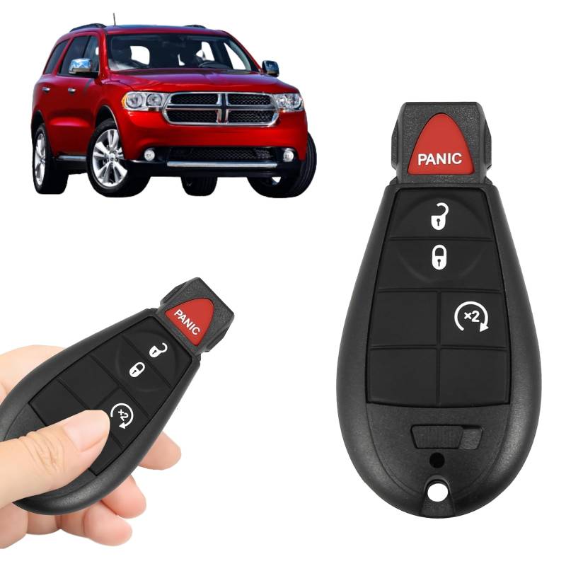 Boxonly Schlüsselloser Autoschlüssel M3N5WY783X, 433 MHz, kompatibel mit Dodge Grand Caravan Durango Ram 1500 2500 3500 Chrysler 300 Jeep Cherokee mit 4 Tasten und Türschlüssel-Ersatz von Boxonly