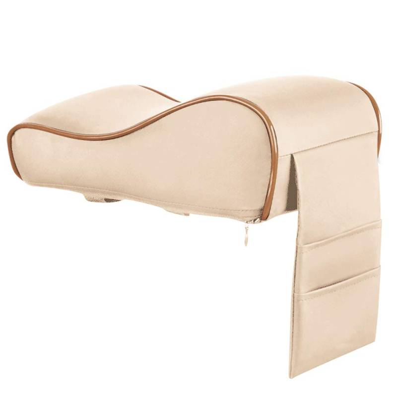 Mittelarmlehne Pad， Auto Armlehne Kissen Universal Memory Foam Weich Auto Mittelkonsolen Armlehne Kissen Armlehnenkissen, mit Aufbewahrungstasche für Telefone, Universal, Beige (Stoff) von Boyfriend Cardig