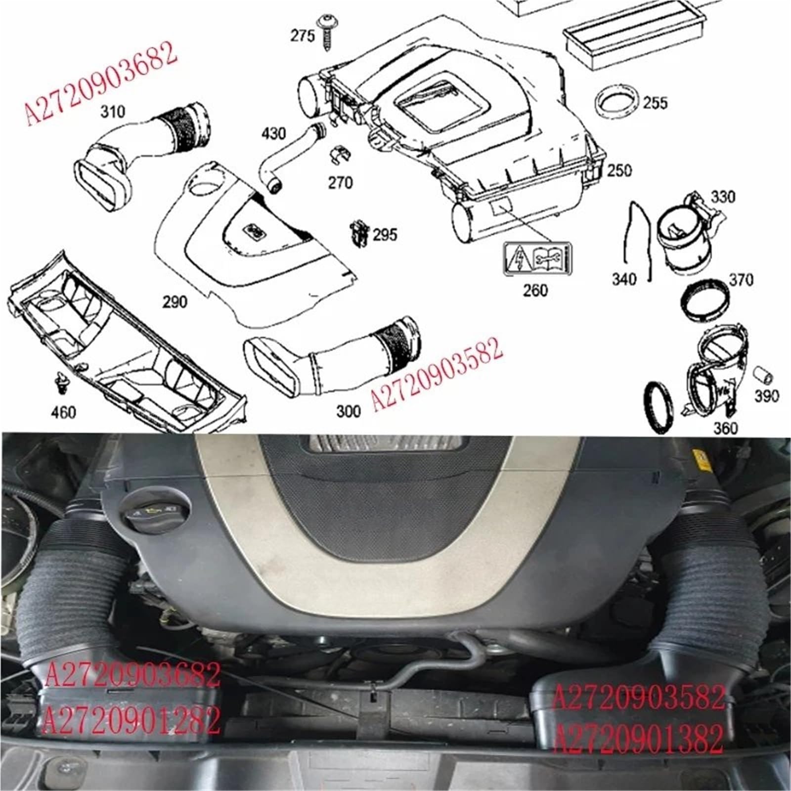 Auto Lufteinlassschlauch Für Benz Für C E 250 350 A2720903682 A2720903582 2720901382 2720901282 Lufteinlass Einlass Schlauch 2720903682 2720903582 Luftansaugrohr(1 Set.) von Bpjikxf