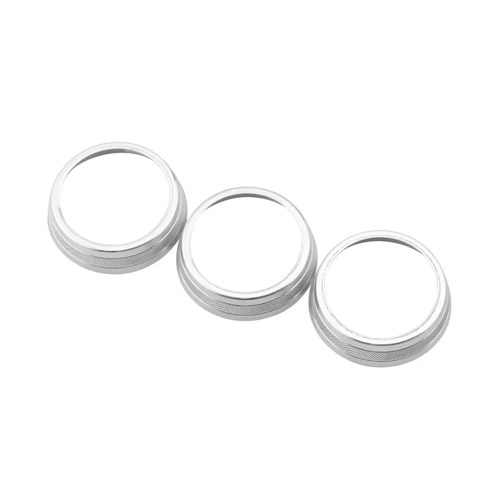 Dekoration Aluminium 3 Stücke Auto Klimaanlage Knopf Schalter Taste Trim Abdeckung Ring Für Jeep Für Kompass 2017 2018 2019 2020 Für Automatische AC Interieurleisten(3pcs Silver) von Bpjikxf