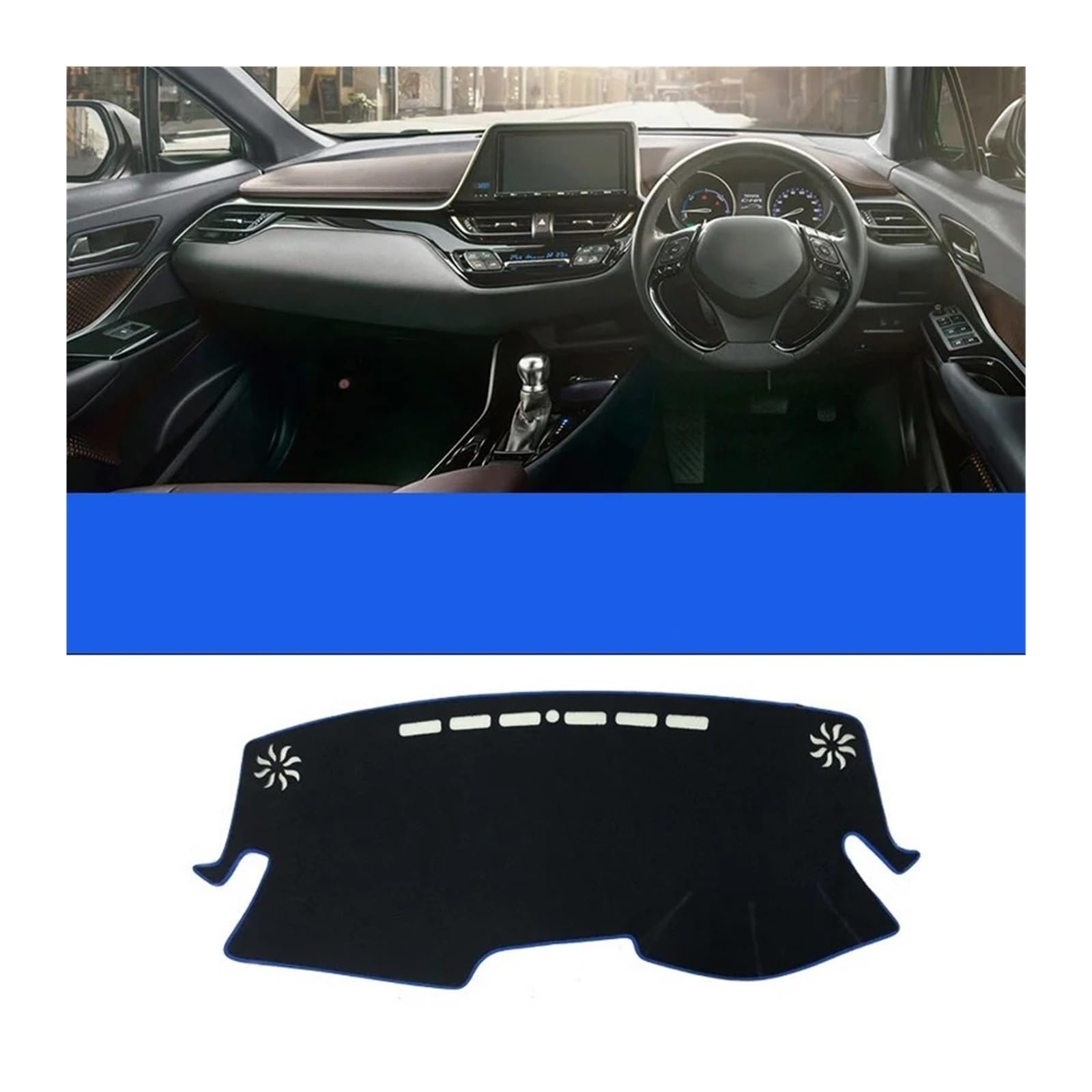 Dekoration Auto Dashboard Sonnenschutz Matte Instrument Abdeckung Für Toyota Für C-HR Für CHR 2016 2017 2018 2019 2020 2021 2022 2023 Zubehör Interieurleisten(RHD Blue Side) von Bpjikxf