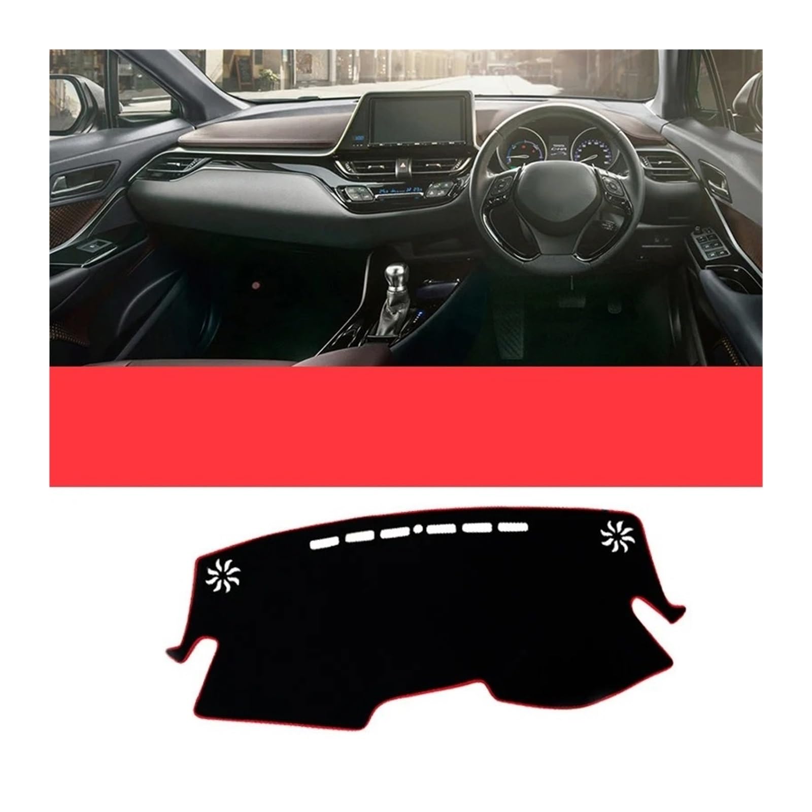 Dekoration Auto Dashboard Sonnenschutz Matte Instrument Abdeckung Für Toyota Für C-HR Für CHR 2016 2017 2018 2019 2020 2021 2022 2023 Zubehör Interieurleisten(RHD Red Side) von Bpjikxf