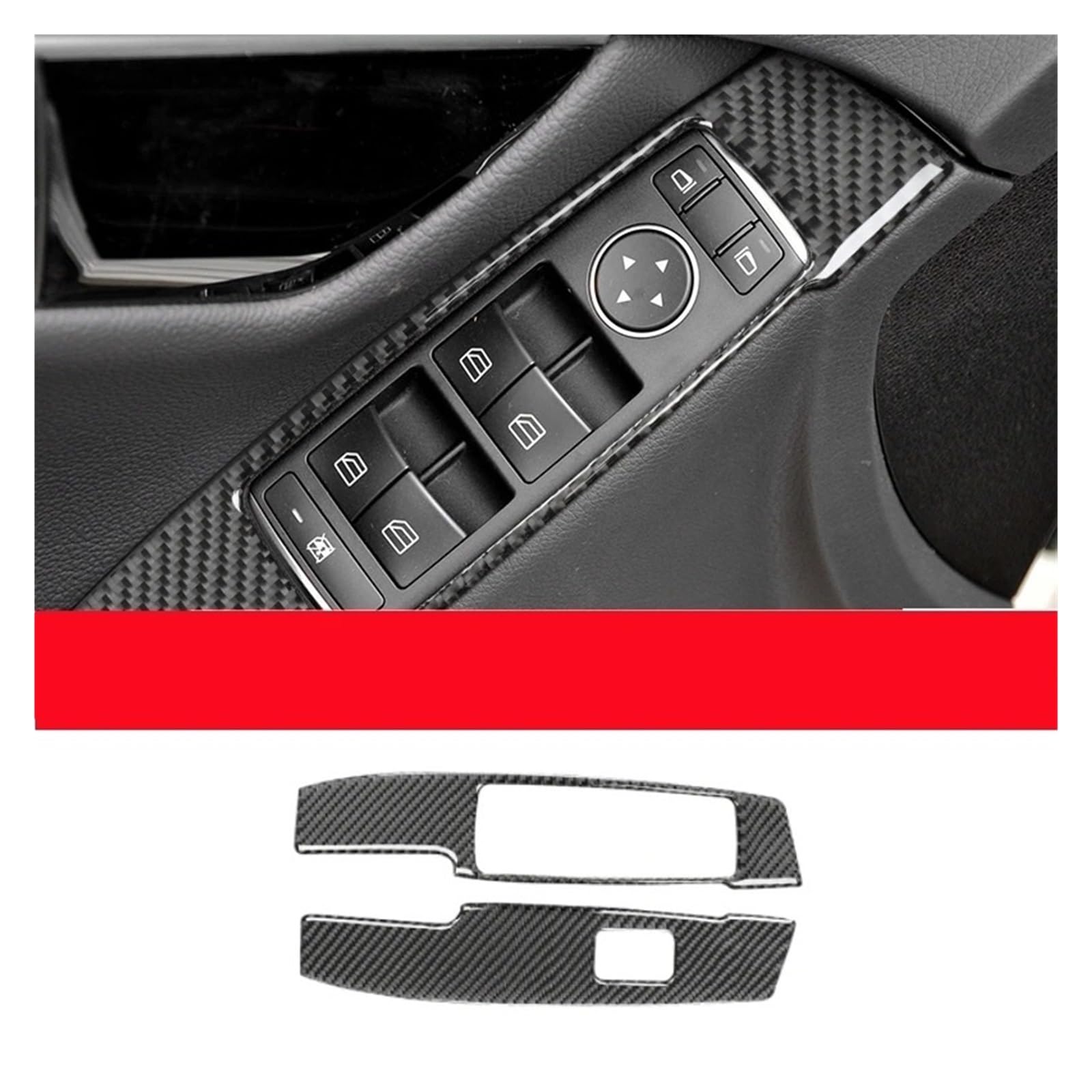 Dekoration Für Benz W204 C-Klasse 2007-2013 Auto Tür Armlehne Panel Dekor Trim Aufkleber Auto Innen Zubehör Carbon Faser Interieurleisten(Left-Hand Drive) von Bpjikxf