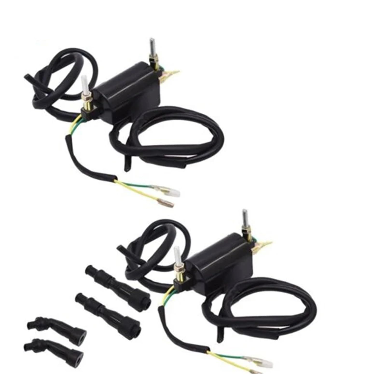 Zündungen Zündspule 2 Stücke Zündspulen + 4 Stücke Zündkerzenstecker Set Für 12V Für Kawasaki KZ 21121-1174 21121-1001 von Bpjikxf