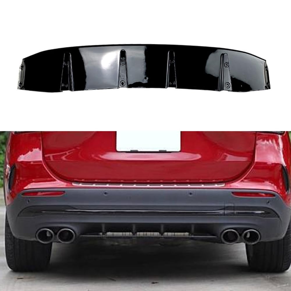 Auto ABS Heckstoßstange Spoiler Lippe, Für Mercedes-Benz GLA-Klasse H247 2020+ Hecksplitter Unter Diffusor Ersatz Anti-Kollision Splitter Lippe Karosserie Kit von Bqieai