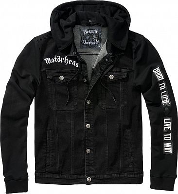 Brandit Motörhead Cradock, Jeansjacke - Schwarz/Weiß/Rot - 3XL von Brandit