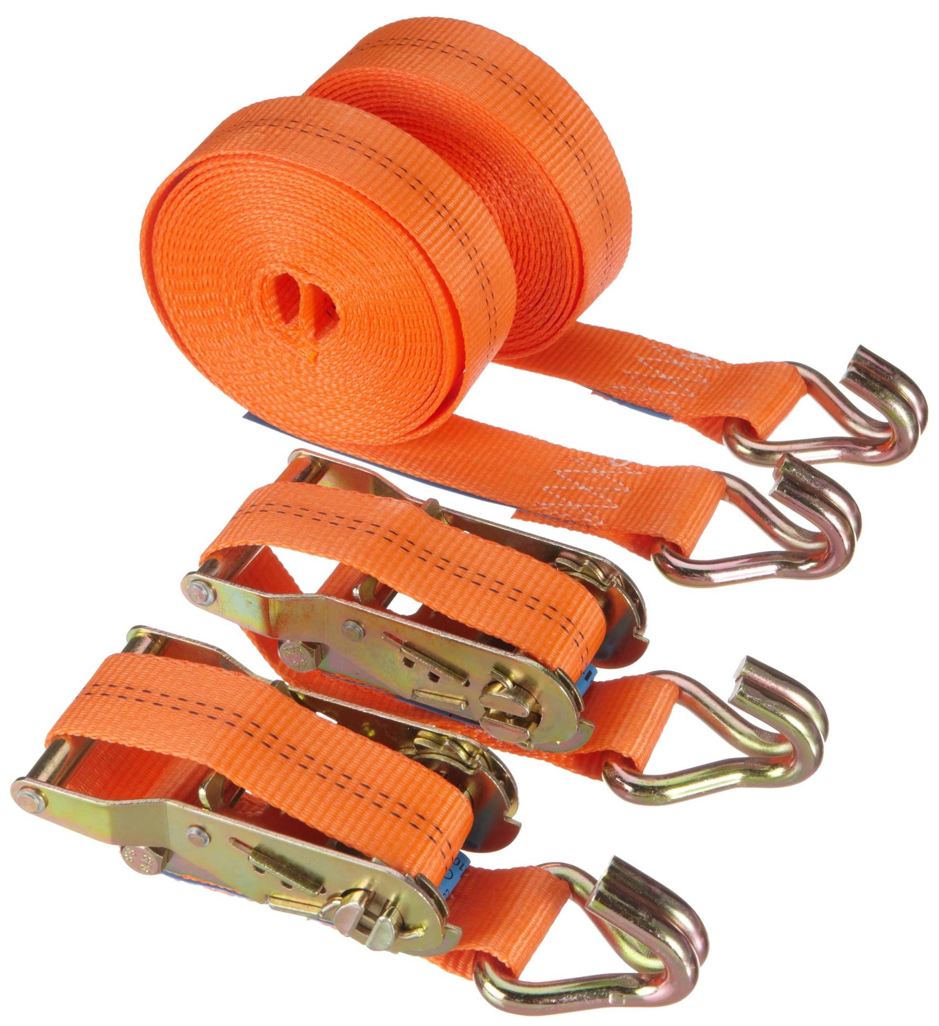 Braun Spanngurt 2000 daN, zweiteilig, für Profis und Privattransport, nach DIN EN 12195-2, Farbe orange, 6 m Länge, 35mm Bandreite mit Ratsche und 2-strang Spitzhaken, 2er Set. von Braun