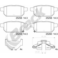 Bremsbelagsatz BRECK 25258 00 704 00, Hinten von Breck