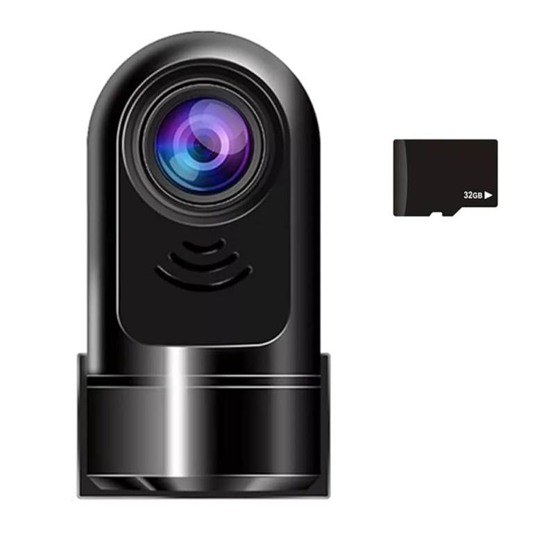 Breeshy 1080P HD 360° Drehbare Mini-ADAS-Dashcam, Auto-Dashcam mit 32 GB-Karte, 24-Stunden-Parkmodus/Nachtsicht/Bewegungserkennung von Breeshy