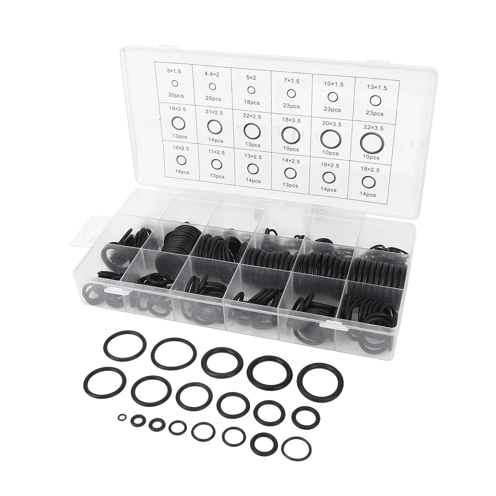 Breeshy 279 Stück Gummi O-Ring Dichtungs Ring Sortiment Kits Dicke 1,5 Mm 2,5 Mm 3,5 Mm von Breeshy