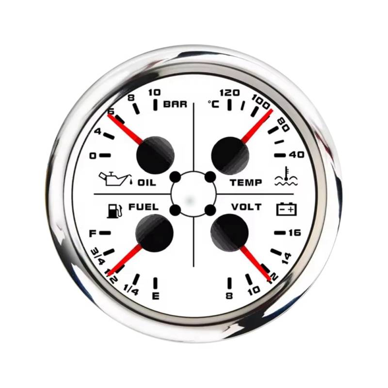 Breeshy 85 mm 4-in-1 Multifunktionsmessgerät mit 0-190 Ohm/240-33 Ohm Tankanzeige Wassertemperatur Ölpresse Voltmeter C von Breeshy