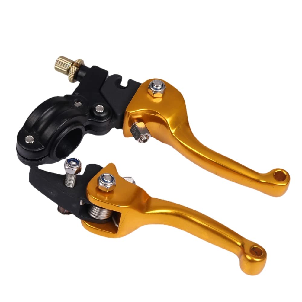 Breeshy Aluminium Legierung Motorrad Kupplungshebel Bremshebel Motocross für KLX BBR ATV Motorrad Bremspumpe Bremshebel Gold von Breeshy