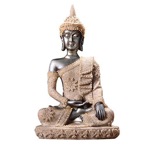 Breeshy Auto Dekoration Natur Sandstein Buddha Figur Skulptur Dekoration für Home Car Office Schwarzgold von Breeshy