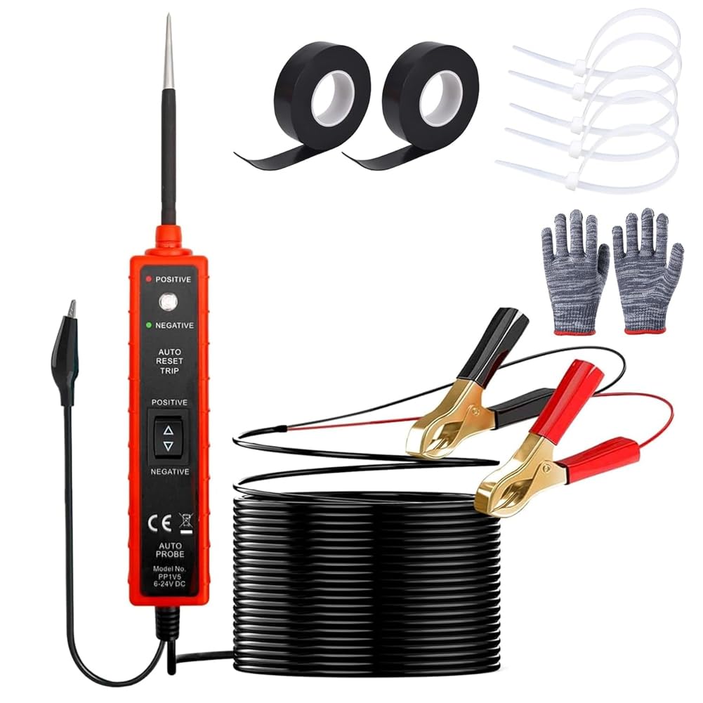 Breeshy Stromkreisprüfer, 6 V - 24 V Gleichstrom, Prüflampe, Auto-Sicherungsprüfwerkzeug, 12 V Kurzschlussdetektor, 12 V Elektrisches Testkit A von Breeshy