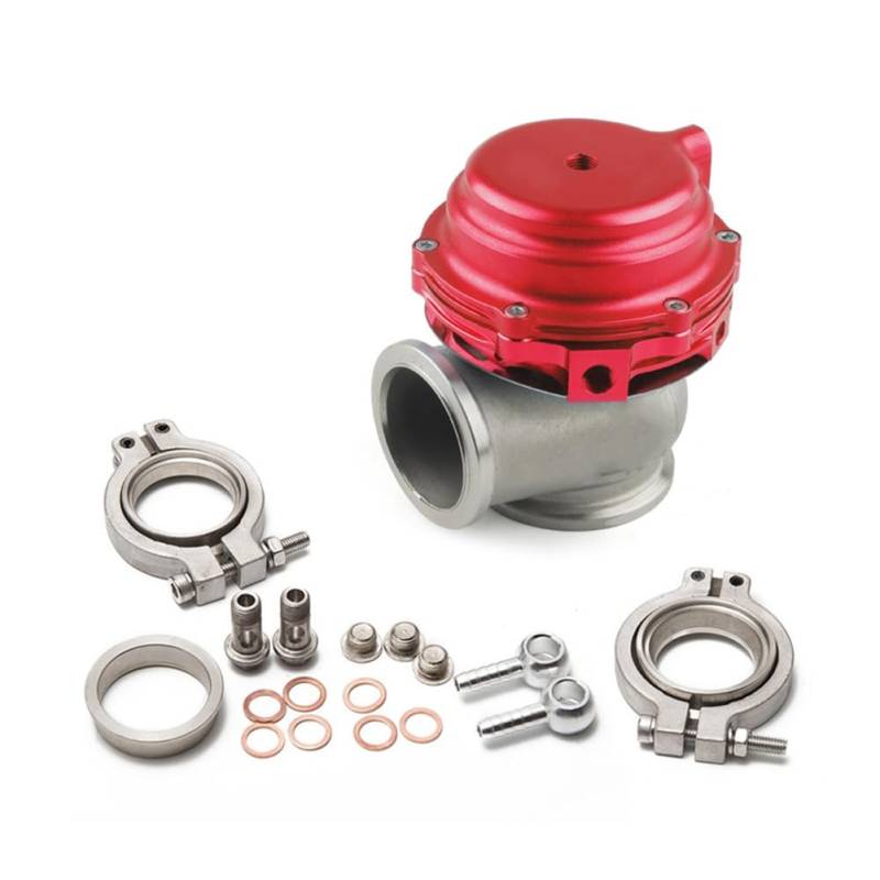 Breeshy Universelle Automodifikation, 38 mm, Abgasüberdruckventil mit Turbolader, Externes Wastegate, V-Band, Angeflanscht, Rot von Breeshy