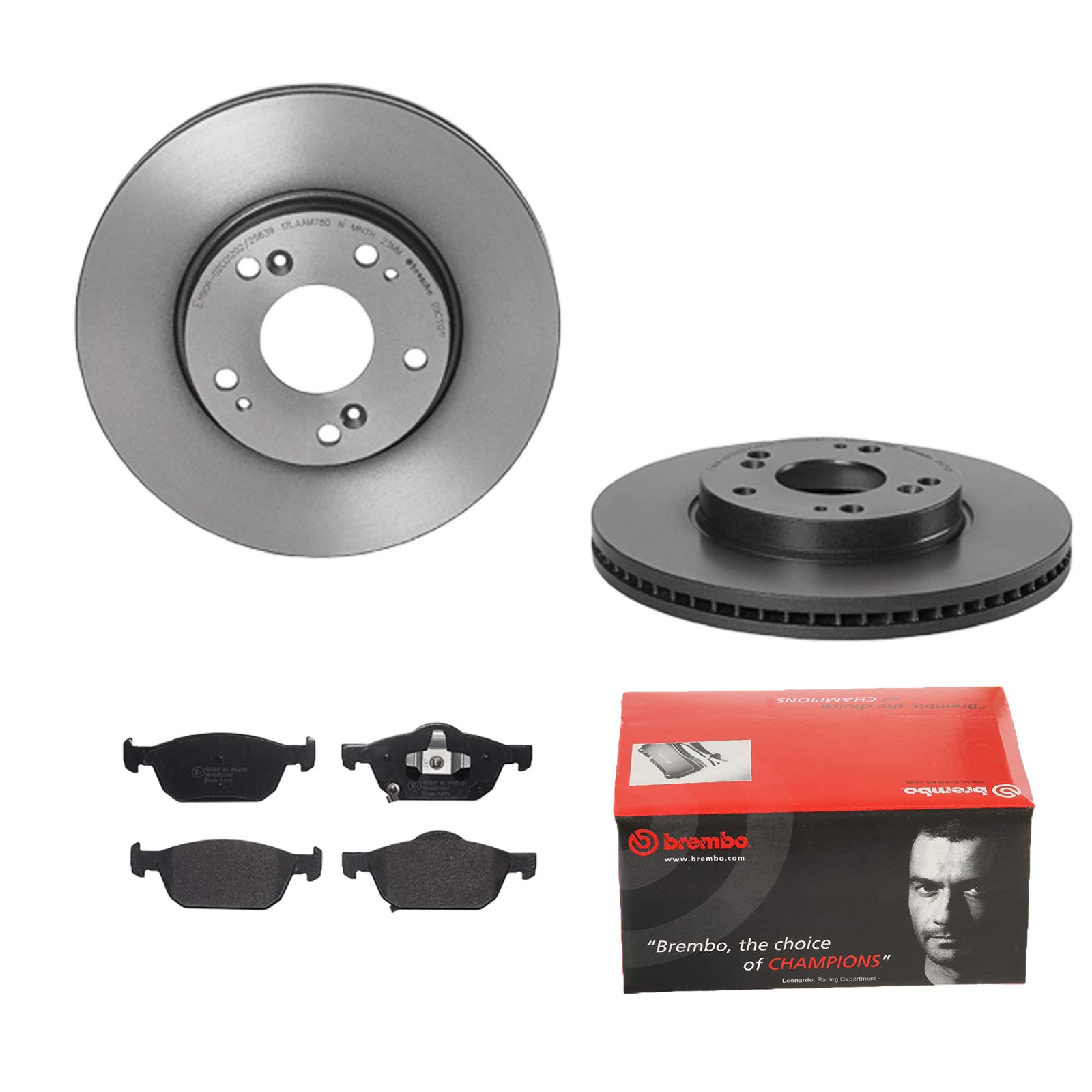 BREMBO 2 Bremsscheiben COATED belüftet + Beläge vorne für Honda Civic 9 FK von Brembo Bundle