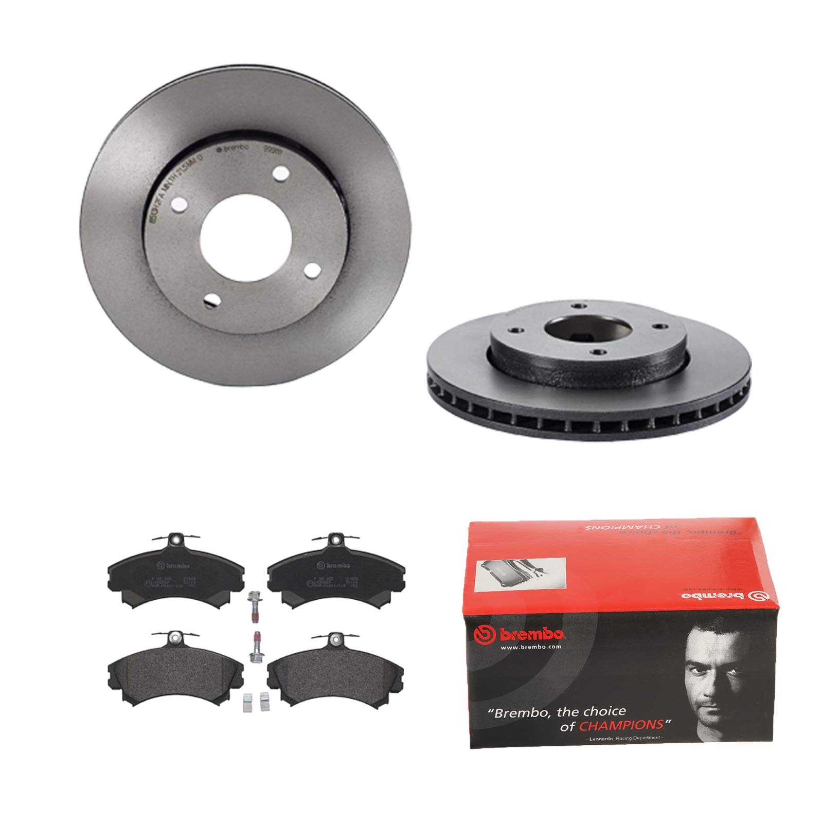 BREMBO | 2 Bremsscheiben COATED belüftet + Beläge vorne passend für Mitsubishi Colt 6 von Brembo Bundle