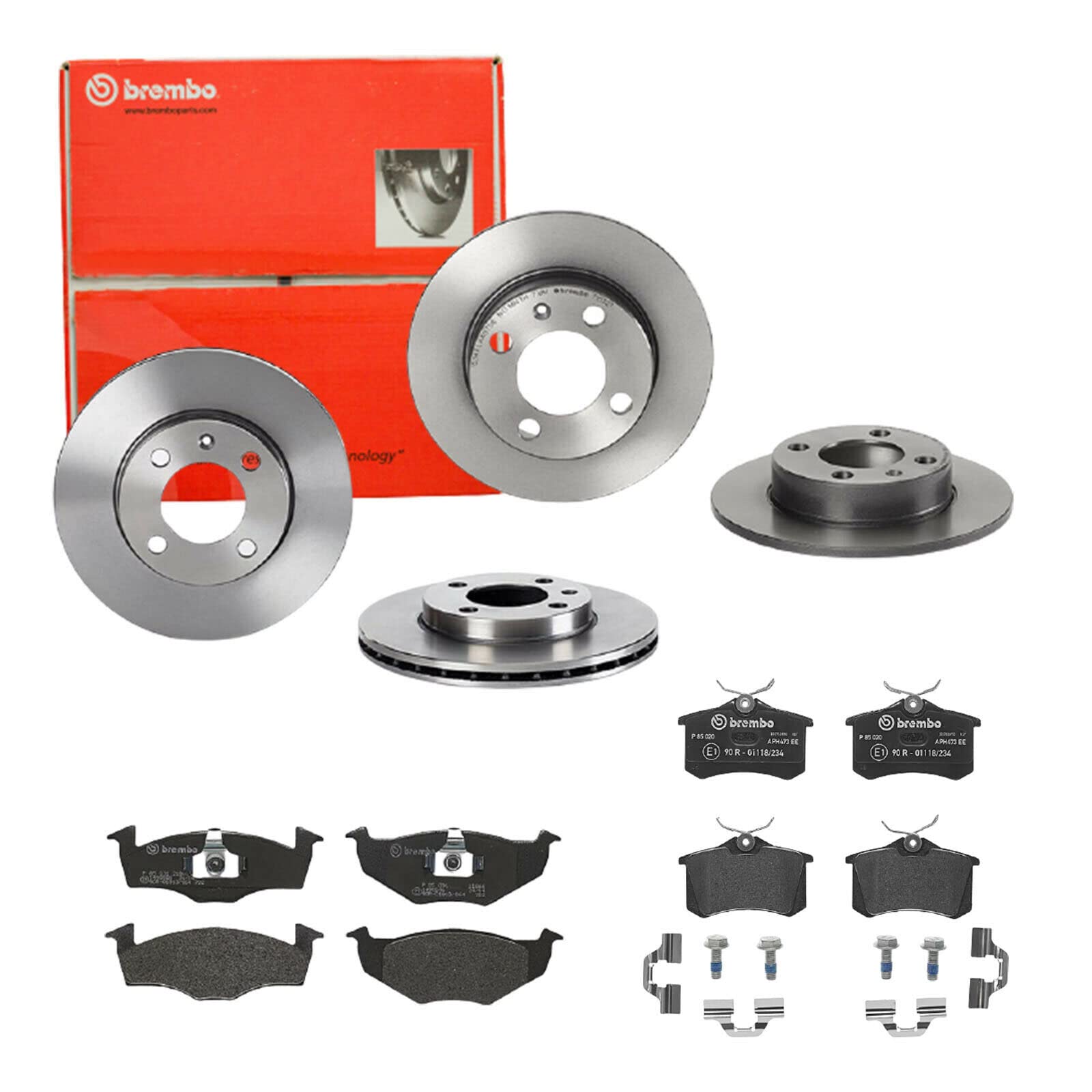 Brembo Bremsscheiben + Bremsbeläge Vorne und Hinten für für VW Polo Variant 6V5 von Brembo Bundle