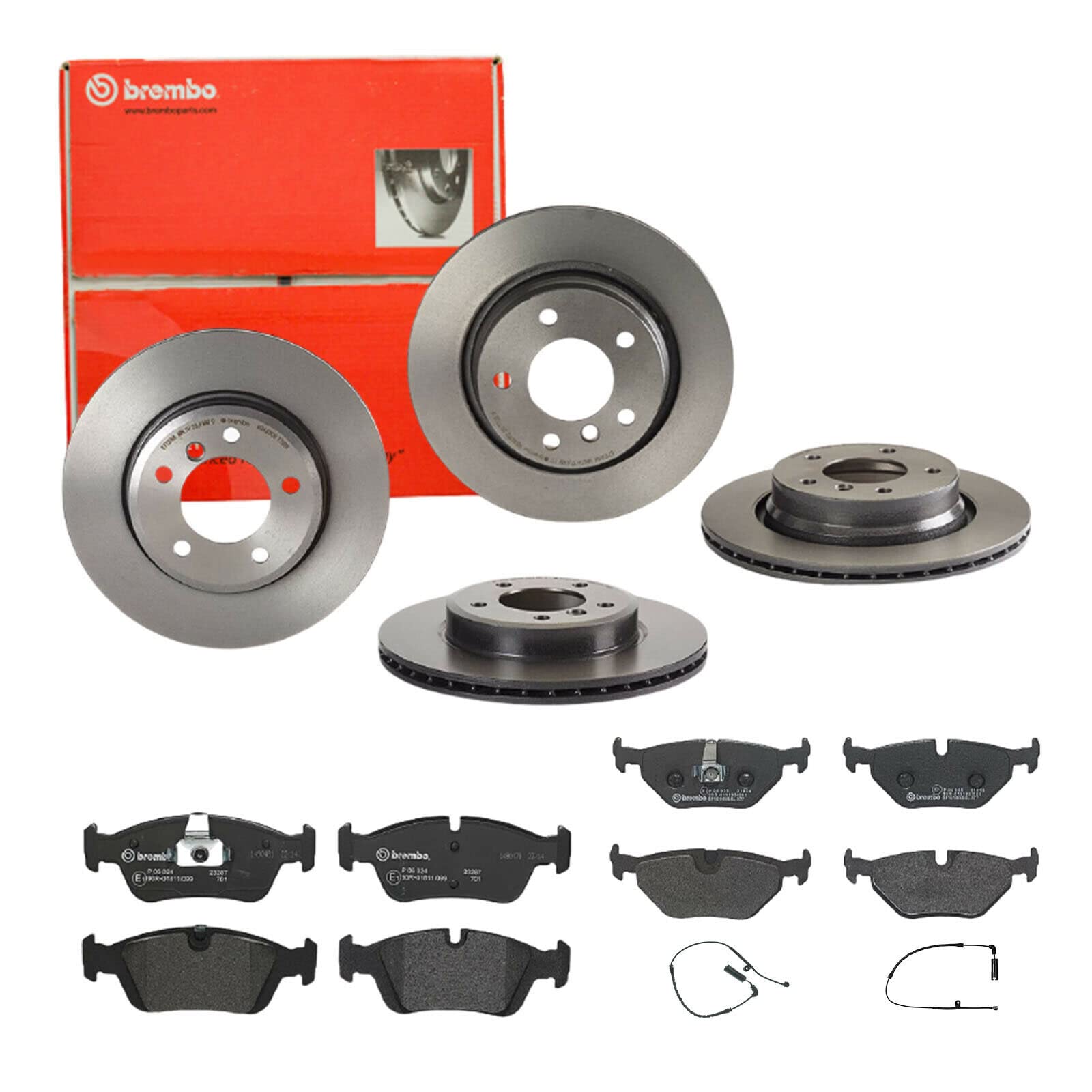 Brembo Bremsscheiben Coated + Beläge Vorne + Hinten für BMW 3 E46 3 Touring E46 von Brembo Bundle